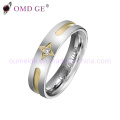 2-Tone Gold Star Pattern Stainless Steel Wedding Rings for Couple